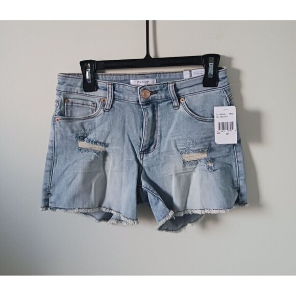 STS Blue Aubrey Mid Rise Denim Shorts Distressed Pockets Size 27 - Picture 1 of 11